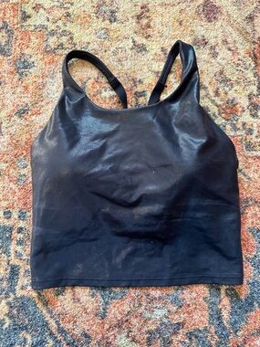 Old Navy Black Shiny Scoop Neck Athletic Top.